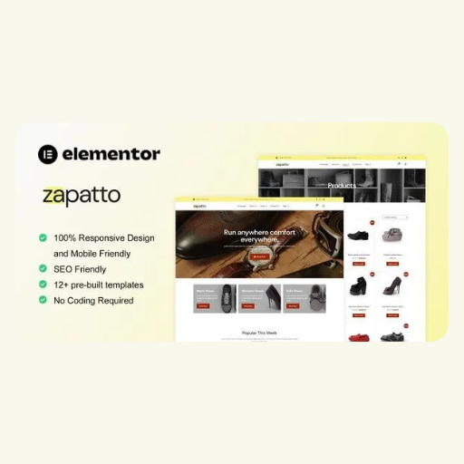 dcgtyu Zapatto – Shoes Store WooCommerce Elementor Template Kit - Image 1