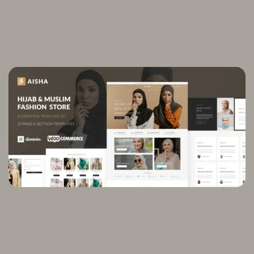 efrgtyujhg Aisha – Hijab & Muslim Wear Store Elementor Template Kit - Image 1