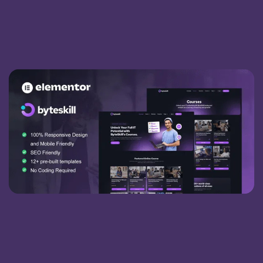 wcrft ByteSkill – IT Online Course & Education Elementor Pro Template Kit - Image 1