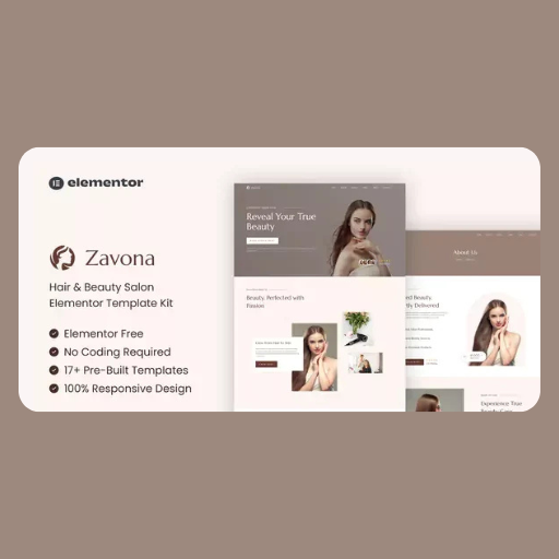 xecrtyhj Zavona – Hair & Beauty Salon Elementor Template Kit - Image 1